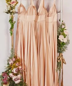 Prom Long Satin V-Neck Dress With Slit By Cinderella Divine 7469