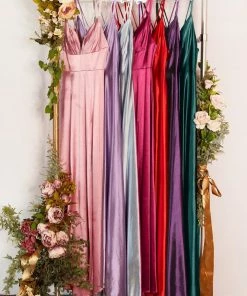 Prom Long Satin V-Neck Dress With Slit By Cinderella Divine CD903