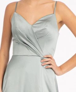 Prom Long Satin V-Neck Slit Dress By Elizabeth K GL1993 36 Prom Long Satin V-Neck Slit Dress By Elizabeth K GL1993