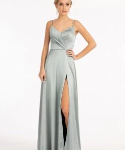 Prom Long Satin V-Neck Slit Dress By Elizabeth K GL1993 34 Prom Long Satin V-Neck Slit Dress By Elizabeth K GL1993