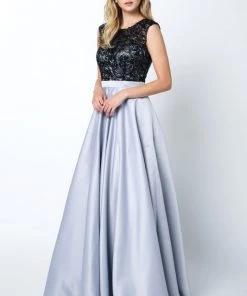 Long Sequin Bodice A-line Dress By Juliet 661 Prom