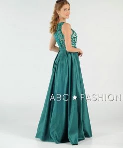 Long Sequin Bodice Dress With Side Pockets By Poly USA 8032 Prom