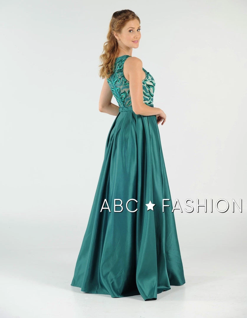 Long Sequin Bodice Dress With Side Pockets By Poly USA 8032 Prom 4 Long Sequin Bodice Dress With Side Pockets By Poly USA 8032 Prom