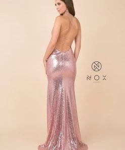 Long Sequin Dress With Open Corset Back By Nox Anabel B207 Prom 7 Long Sequin Dress With Open Corset Back By Nox Anabel B207 Prom