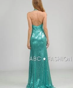 Prom Long Sequin Halter Dress With Mermaid Skirt By Poly USA 8268 9 Prom Long Sequin Halter Dress With Mermaid Skirt By Poly USA 8268