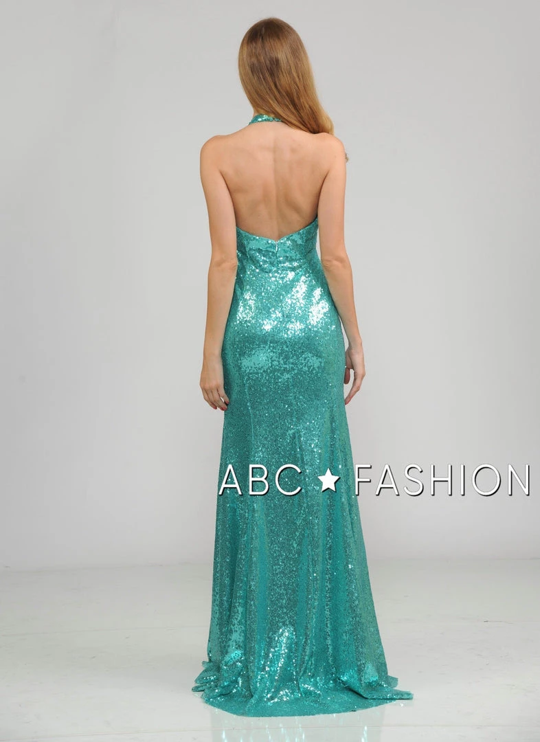 Prom Long Sequin Halter Dress With Mermaid Skirt By Poly USA 8268 6 Prom Long Sequin Halter Dress With Mermaid Skirt By Poly USA 8268