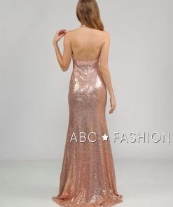 Prom Long Sequin Halter Dress With Mermaid Skirt By Poly USA 8268 7 Prom Long Sequin Halter Dress With Mermaid Skirt By Poly USA 8268