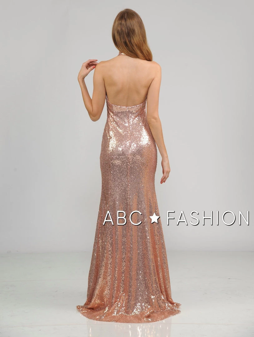 Prom Long Sequin Halter Dress With Mermaid Skirt By Poly USA 8268 4 Prom Long Sequin Halter Dress With Mermaid Skirt By Poly USA 8268