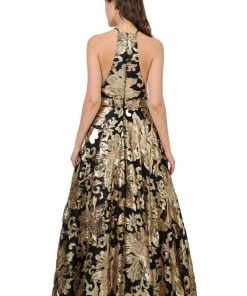 Long Sequin Pattern High-Neck Dress By Poly USA 8332 7 Long Sequin Pattern High-Neck Dress By Poly USA 8332