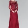 Long Sequined Chiffon Dress With Sheer Sleeves By Elizabeth K GL2096 1 Long Sequined Chiffon Dress With Sheer Sleeves By Elizabeth K GL2096