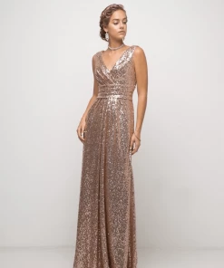 Prom Long Pleated Sequin Dress By Cinderella Divine ET326