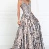 Long Sequined Silver V-Neck Dress By Elizabeth K GL1511 Prom