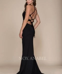 Long Sexy Cutout Dress With Lace-Up Back By Nox Anabel C026