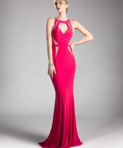 Long Fitted Cut Out Dress By Cinderella Divine 84222 Prom
