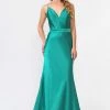 Long Shiny Charmeuse Dress With V-Neckline By Poly USA 9028