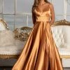 Prom Long Shiny Satin V-Neck Dress By Elizabeth K GL1991