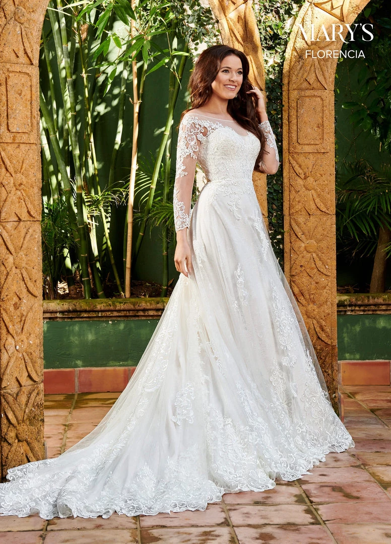 Florencia By Mary's Bridal Wedding Dresses Long Sleeve A-Line Wedding Dress By Mary's Bridal MB3112 5 Florencia By Mary's Bridal Wedding Dresses Long Sleeve A-Line Wedding Dress By Mary's Bridal MB3112