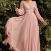 Long Sleeve Chiffon Gown By Cinderella Divine CD0192 Prom