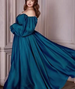 Prom Long Sleeve Chiffon Gown By Cinderella Divine CD243