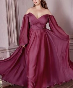 Prom Long Sleeve Chiffon Gown By Cinderella Divine CD243