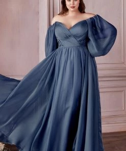 Prom Long Sleeve Chiffon Gown By Cinderella Divine CD243