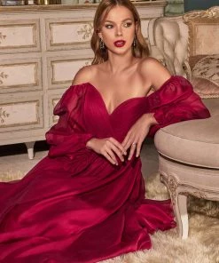 Prom Long Sleeve Chiffon Gown By Cinderella Divine CD243