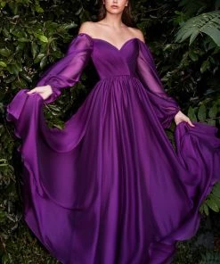 Prom Long Sleeve Chiffon Gown By Cinderella Divine CD243