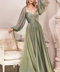 Prom Long Sleeve Chiffon Gown By Cinderella Divine CD243