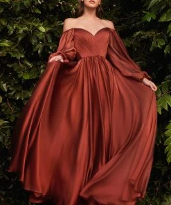 Prom Long Sleeve Chiffon Gown By Cinderella Divine CD243