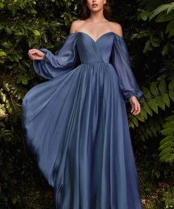 Prom Long Sleeve Chiffon Gown By Cinderella Divine CD243