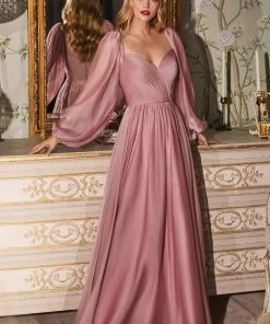 Prom Long Sleeve Chiffon Gown By Cinderella Divine CD243