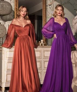 Prom Long Sleeve Chiffon Gown By Cinderella Divine CD243