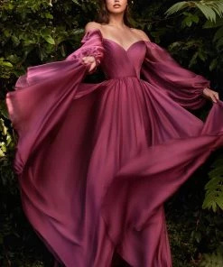 Prom Long Sleeve Chiffon Gown By Cinderella Divine CD243