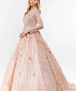 Long Sleeve Glitter Ball Gown By Elizabeth K GL1963 10 Long Sleeve Glitter Ball Gown By Elizabeth K GL1963