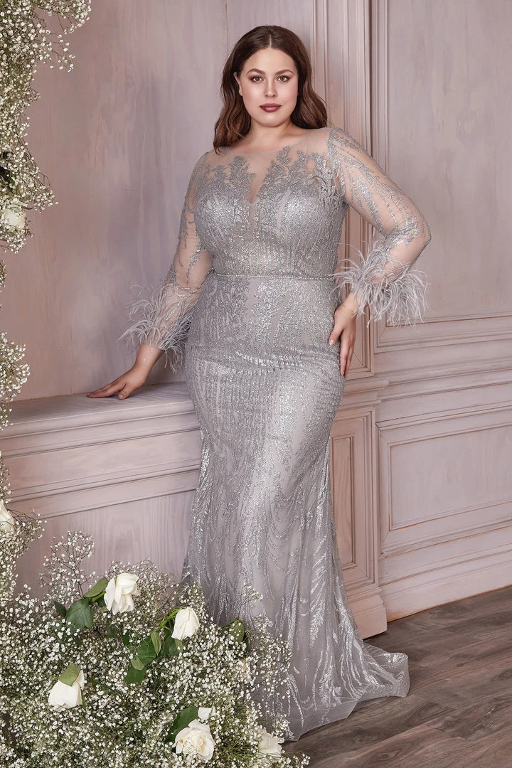 Long Sleeve Glitter Gown By Cinderella Divine CB090 9 Long Sleeve Glitter Gown By Cinderella Divine CB090