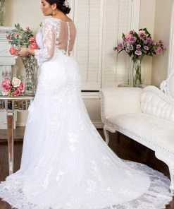 Elizabeth K Long Sleeve Lace Mermaid Bridal Gown By GLS Gloria GL1932