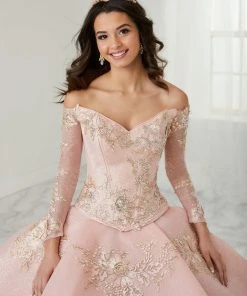 LA Glitter By House Of Wu Long Sleeve Quinceanera Dress By LA Glitter 24085 Quinceañera