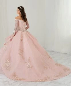 LA Glitter By House Of Wu Long Sleeve Quinceanera Dress By LA Glitter 24085 Quinceañera