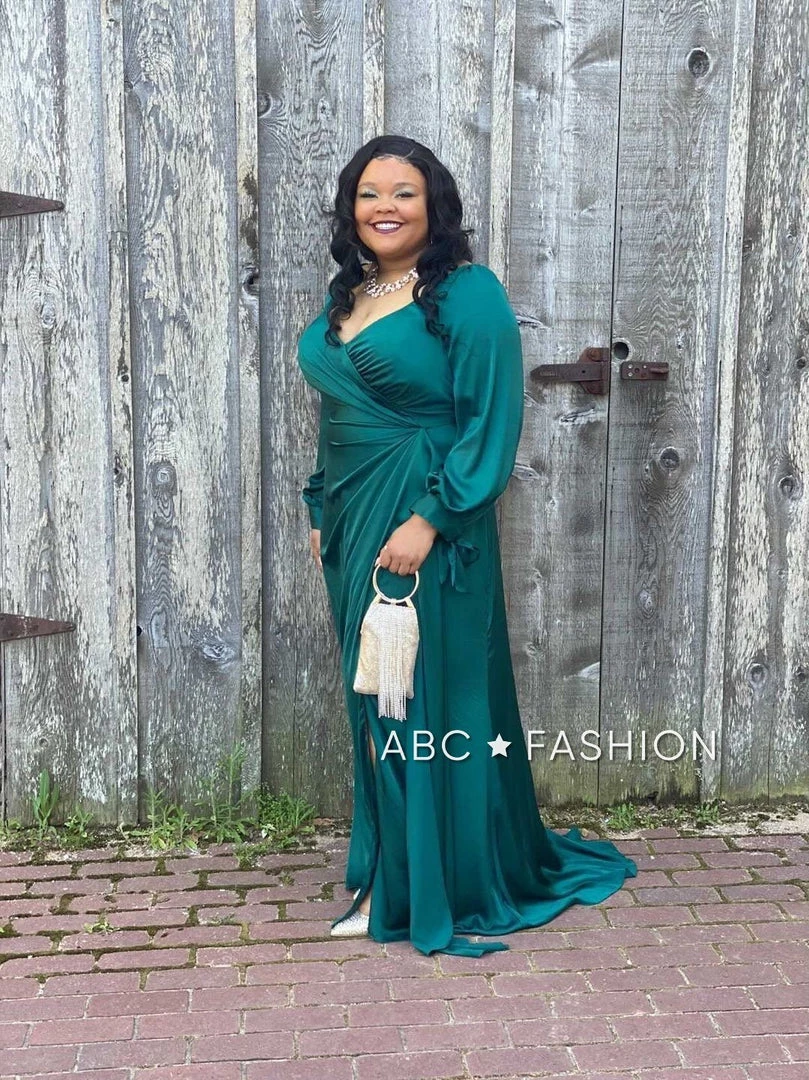 Prom Long Sleeve Satin Curve Gown By Cinderella Divine 7478C 9 Prom Long Sleeve Satin Curve Gown By Cinderella Divine 7478C