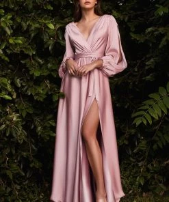 Prom Long Sleeve Satin Gown By Cinderella Divine 7475