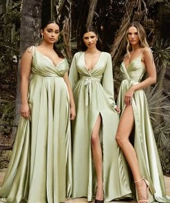 Prom Long Sleeve Satin Gown By Cinderella Divine 7475
