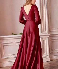 Prom Long Sleeve Satin Gown By Cinderella Divine 7475
