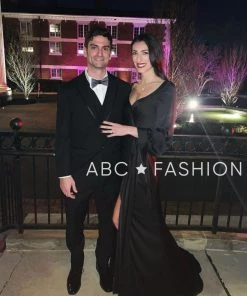 Long Sleeve Satin Gown By Cinderella Divine 7478