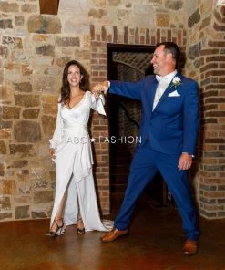 Long Sleeve Satin Gown By Cinderella Divine 7478