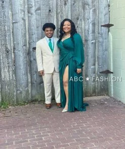 Long Sleeve Satin Gown By Cinderella Divine 7478