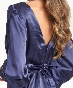 Prom Long Sleeve Shiny Satin Gown By Elizabeth K GL1990