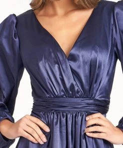 Prom Long Sleeve Shiny Satin Gown By Elizabeth K GL1990