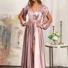Prom Long Sleeve Shiny Satin Gown By Elizabeth K GL1990