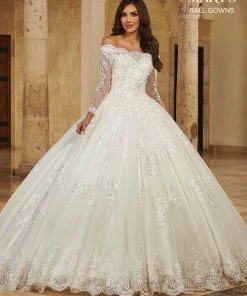 Mary's Bridal Ball Gowns Collection Long Sleeve Wedding Ball Gown By Mary's Bridal MB6089 Wedding Dresses