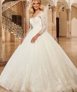 Mary's Bridal Ball Gowns Collection Long Sleeve Wedding Ball Gown By Mary's Bridal MB6096 Wedding Dresses